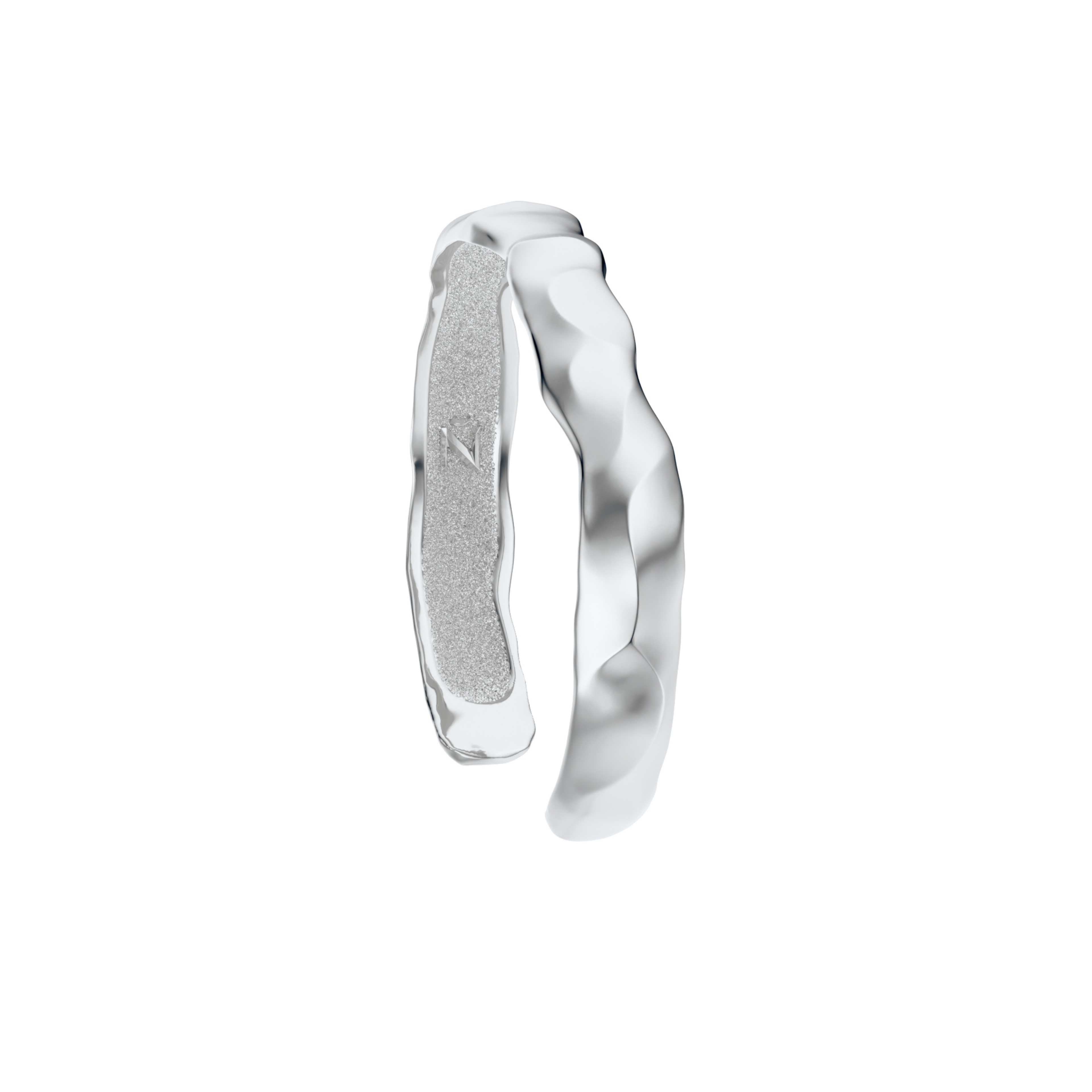 Ourea cuff - silver bracelet with a textured sculptural surface inspired by mountains and volcanic landscapes.  