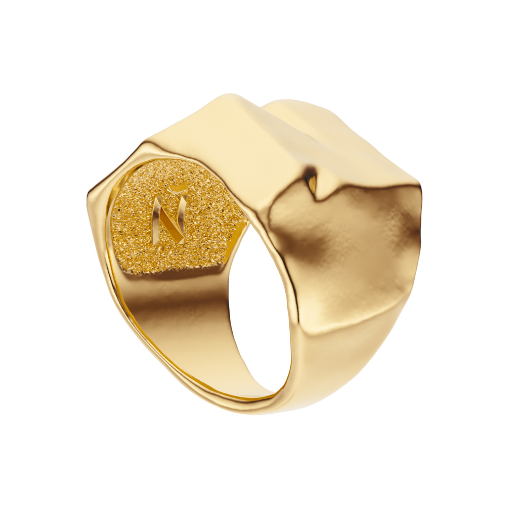 Ourea ring - gold signet with a unique, organic design