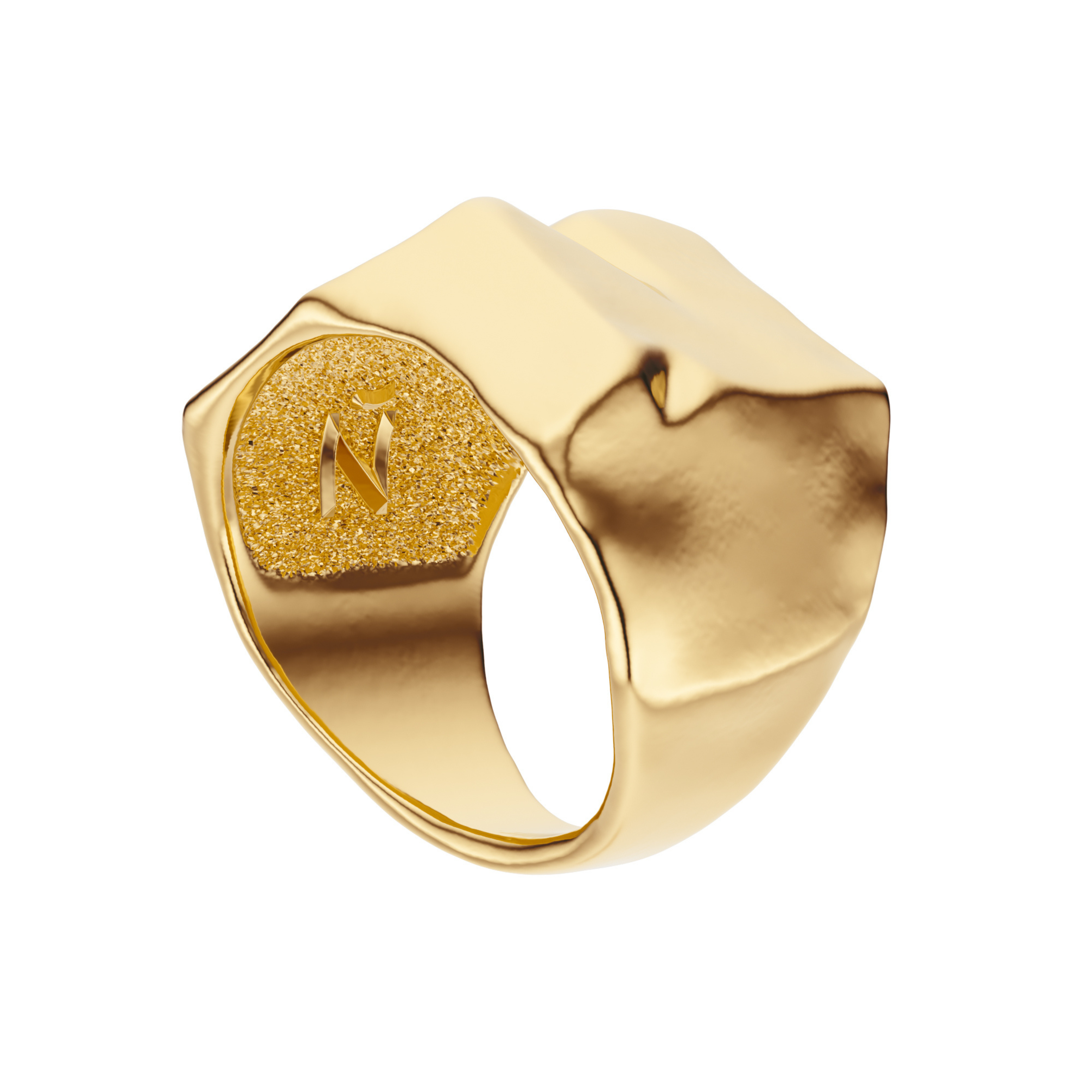 Ourea ring - gold signet with a unique, organic design
