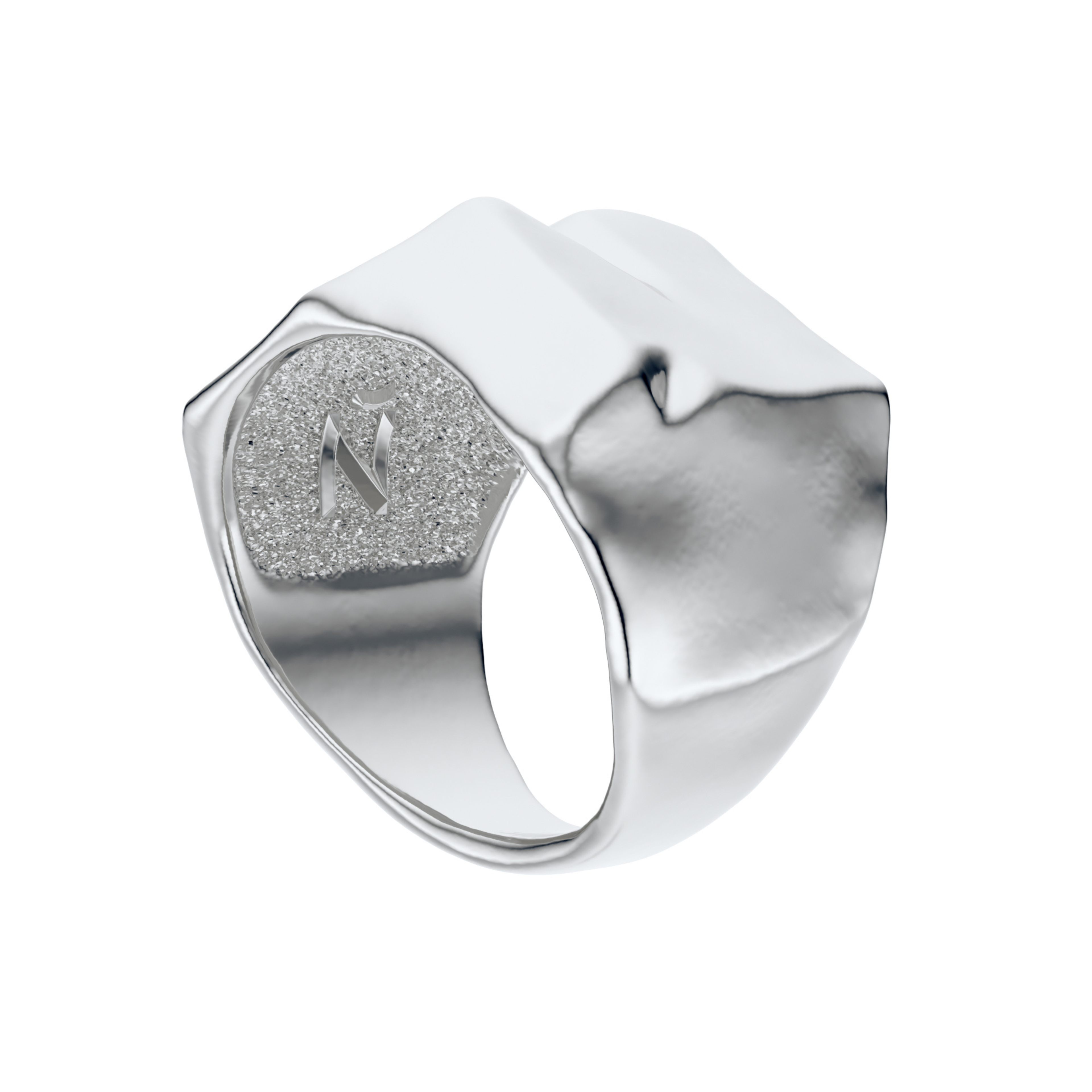 Ourea ring - silver signet with a unique, organic design